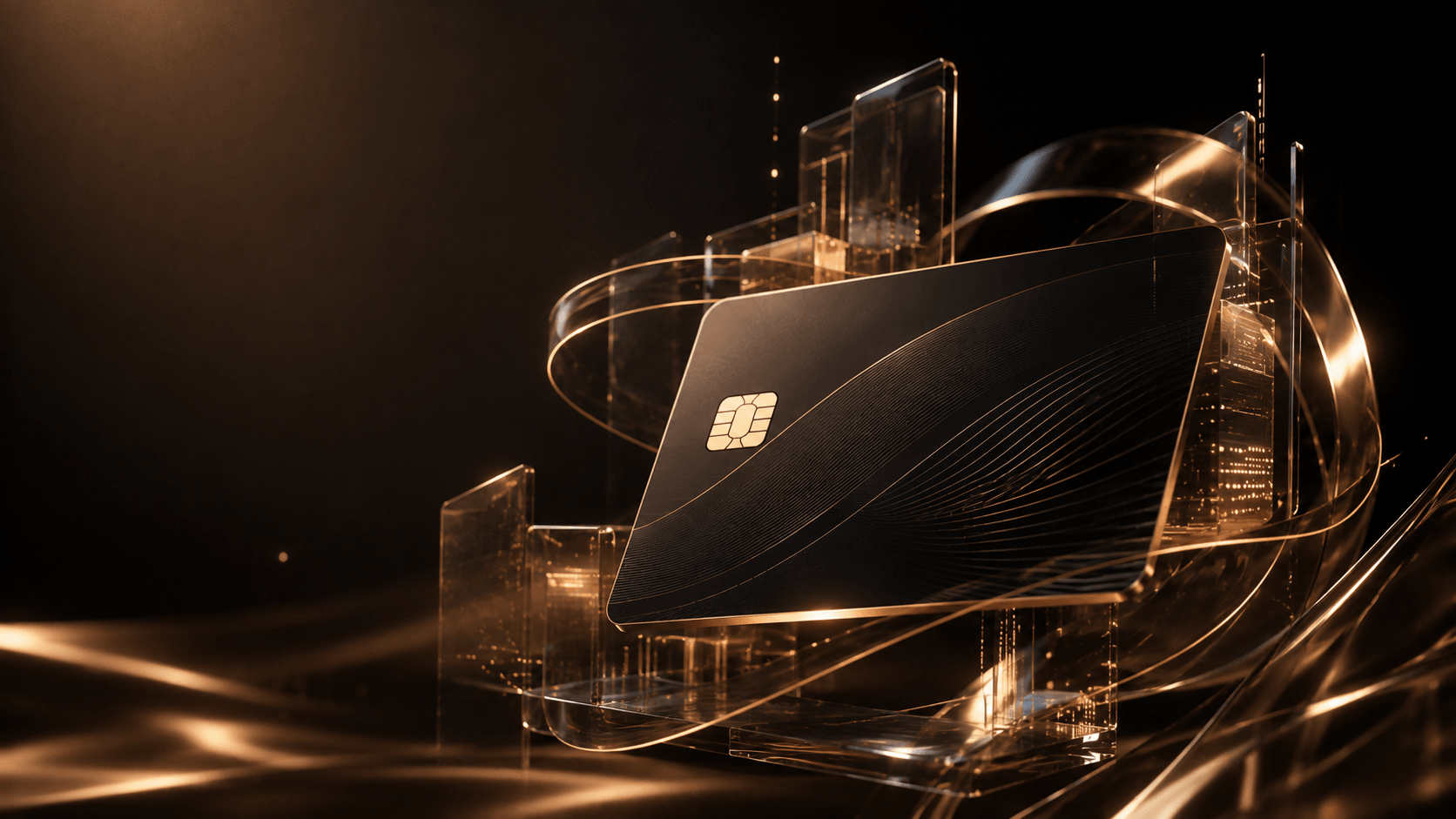 Sentenor premium corporate card against a glass city skyline